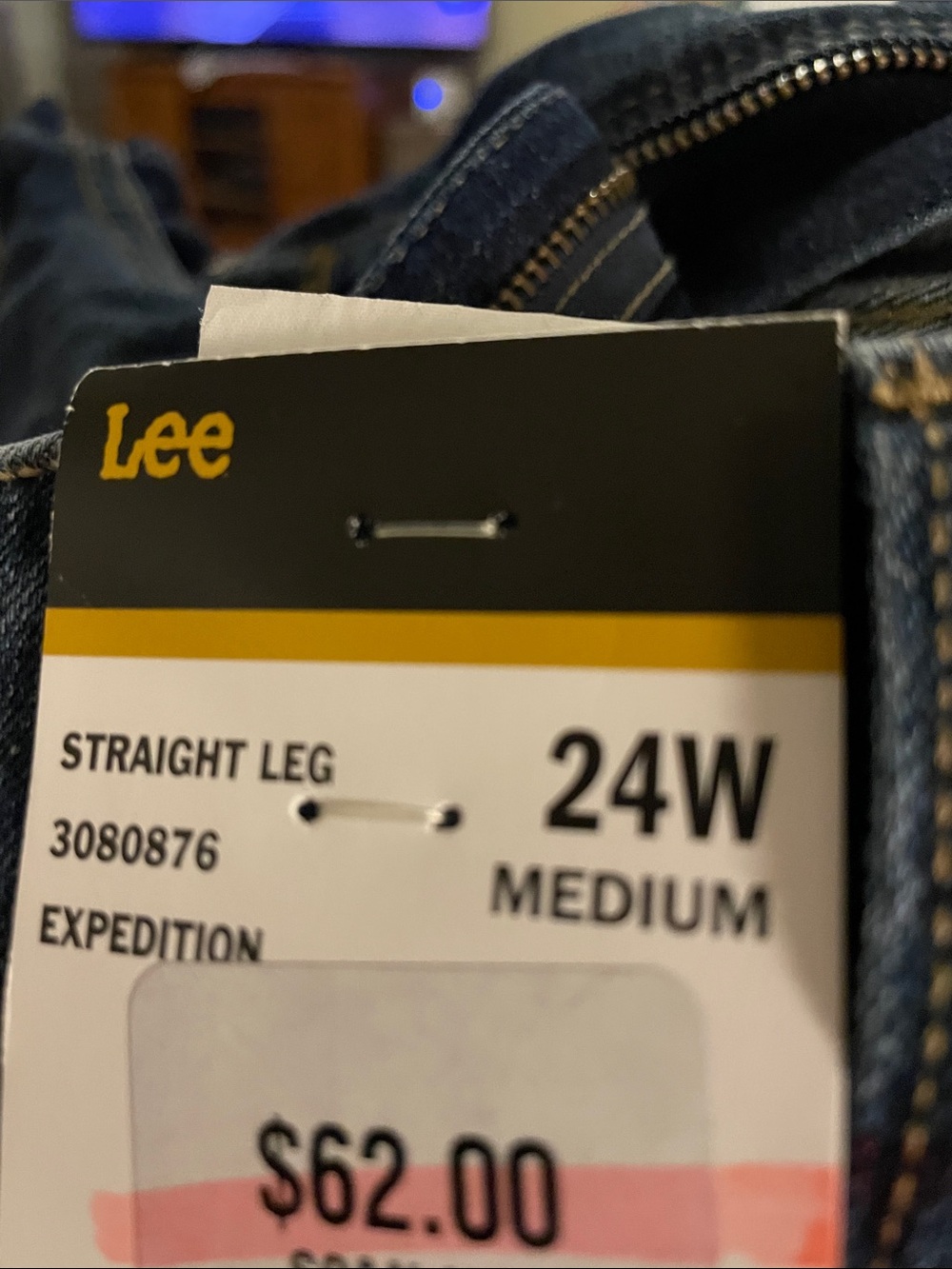 Lee Dark Blue Straight Leg Jeans with Gold Stitching